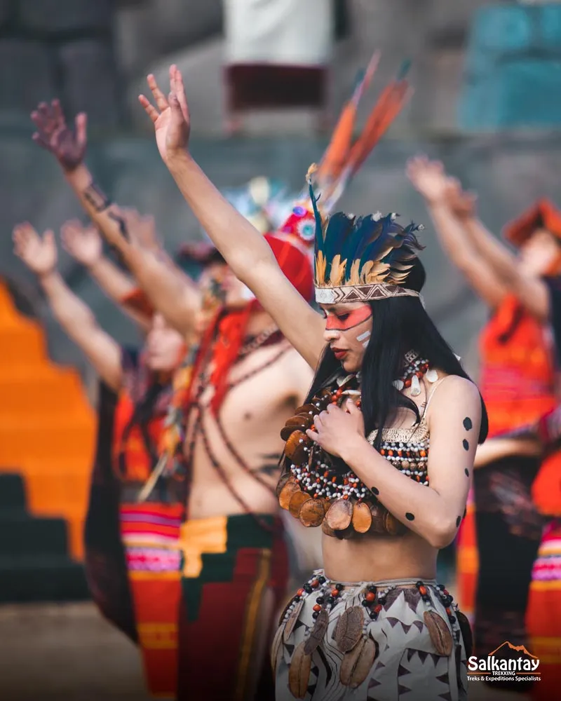 Woman in traditional dress at Inti Raymi — the Inca Festival of the Sun during the June solstice
