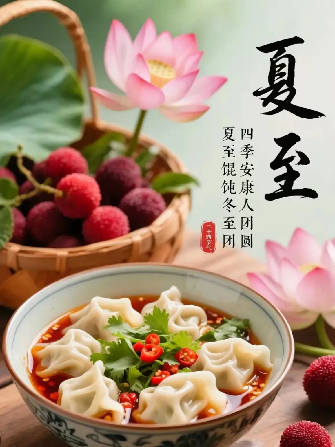 Summer solstice wontons and lychees — traditional foods marking the longest day of the year in China